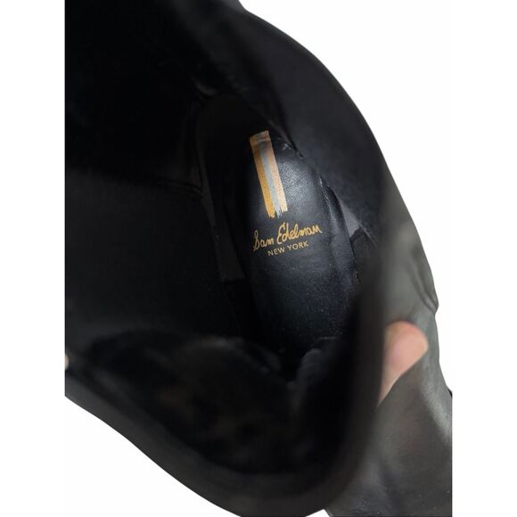 Sam Edelman Thelma Black Pull On Square Toe Leather Chelsea Ankle Boots sz 7 - Picture 8 of 8